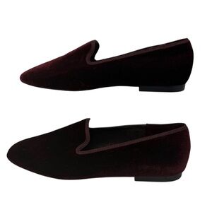 Zara Velvet Loafers - Burgundy Driving/Smoking Flats Size 38